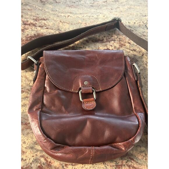 Jack Georges Voyager Horsehoe Leather Crossbody Bag Handstained GORGEOUS